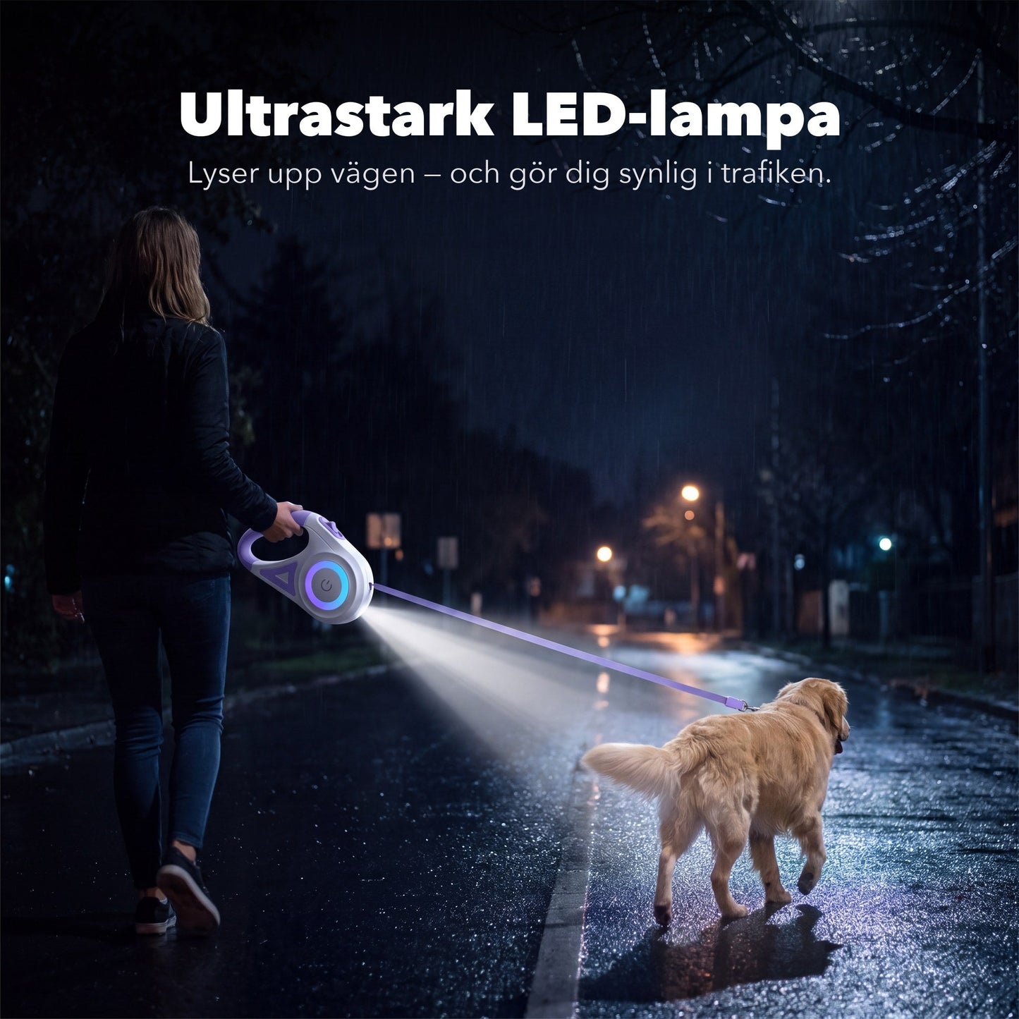 TryggLjus™ – Det belysta hundkopplet för mörka promenader