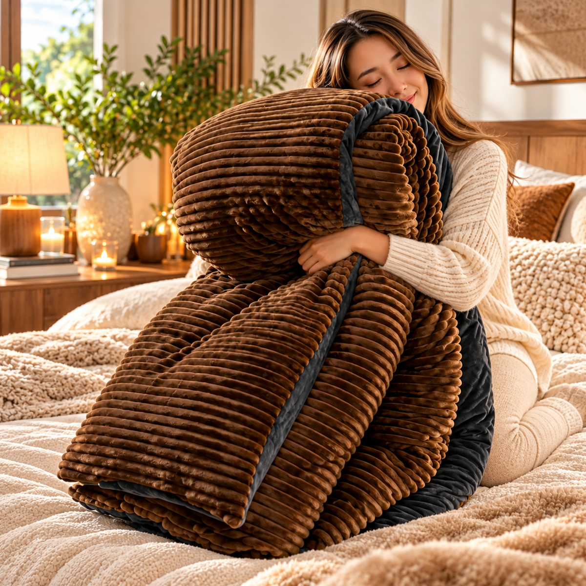 Solbergs Täcke i sammet och fleece | Extra varmt