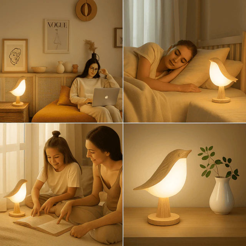 Solbergs Fågel Nattlampa - Bärbar Fjärrstyrd LED-Natt Ljus Sängen Fågel Lampa