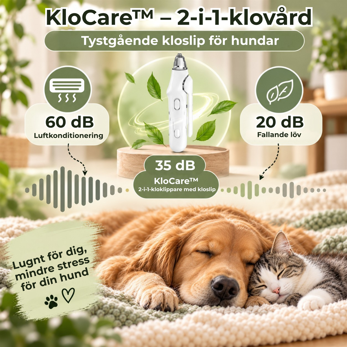 KloCare™ – 2-i-1 Klotrimmer med LED-ljus för Hund & Katt