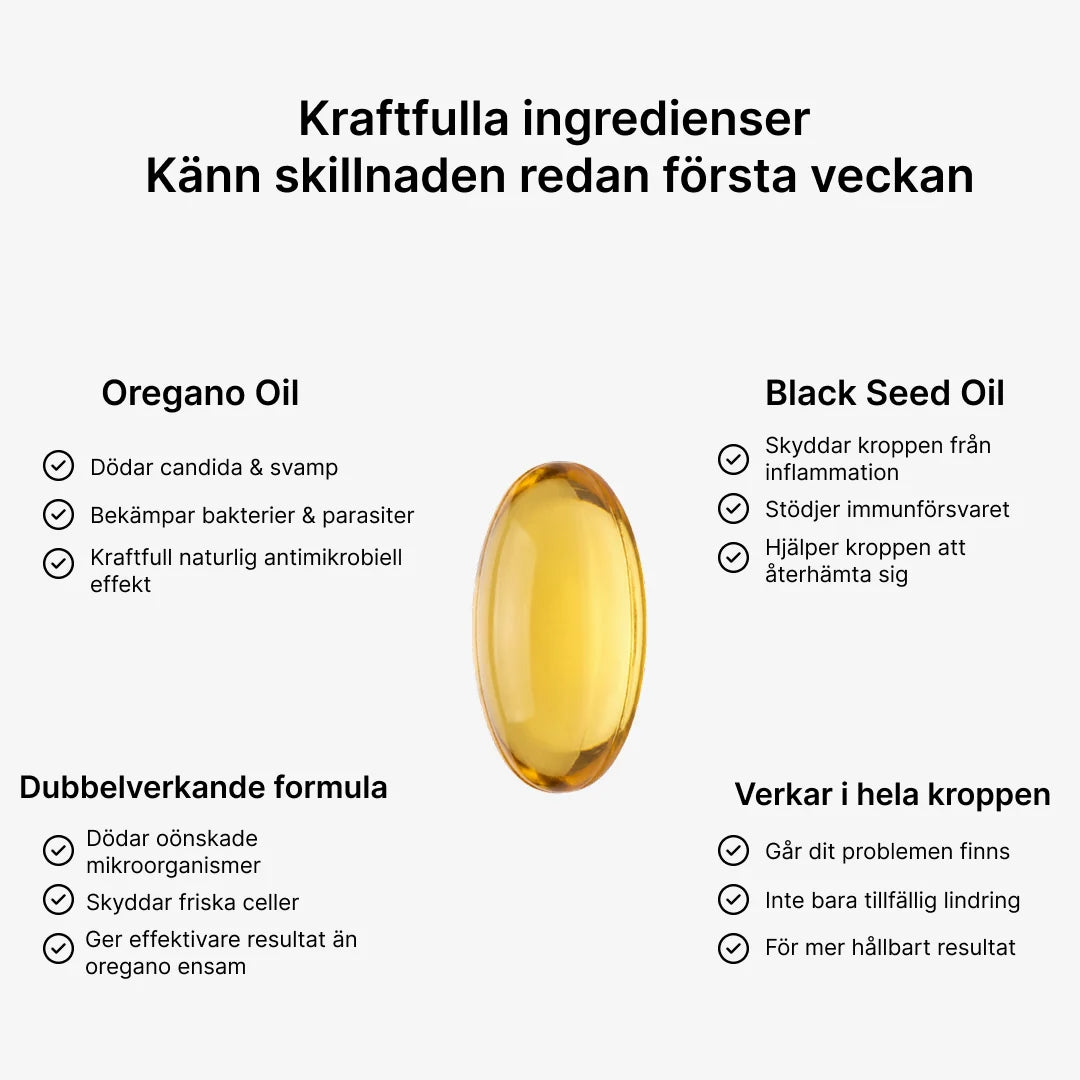 Malmö Ett bättre liv - Oreganoolja med Svartkumminolja