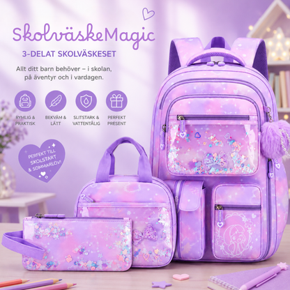SkolväskeMagic – 3-delat Skolväskeset med Glittrande Detaljer