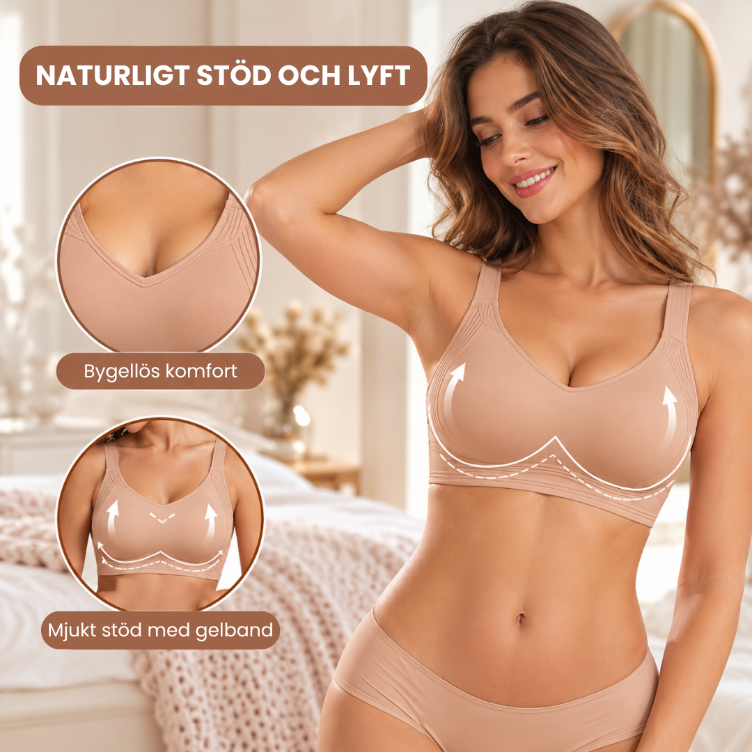 Lyftella™ | Sömlös BH med gelstöd, full täckning och lyftande effekt – utan bygel