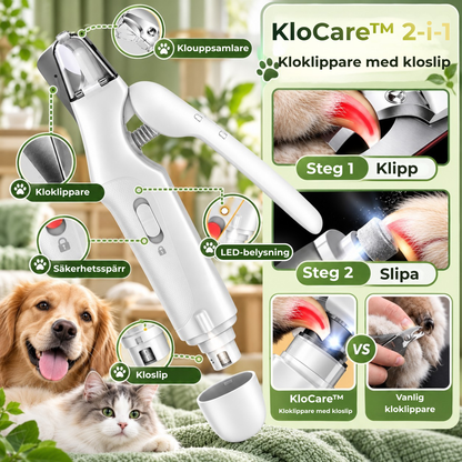 KloCare™ – 2-i-1 Klotrimmer med LED-ljus för Hund & Katt