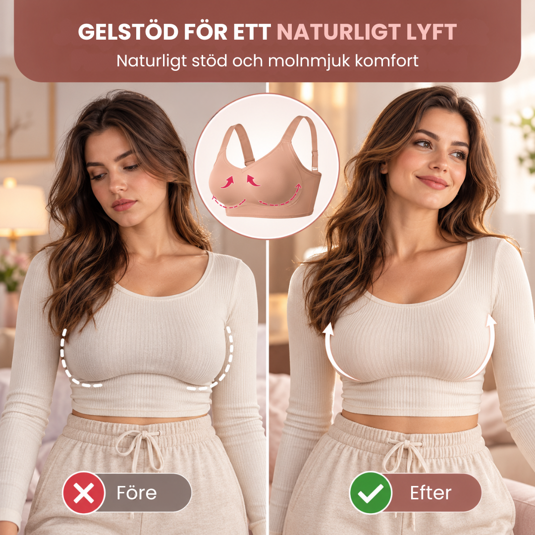 Lyftella™ | Sömlös BH med gelstöd, full täckning och lyftande effekt – utan bygel