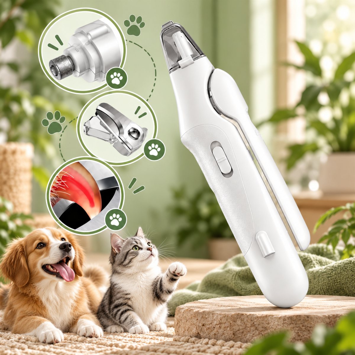 KloCare™ – 2-i-1 Klotrimmer med LED-ljus för Hund & Katt