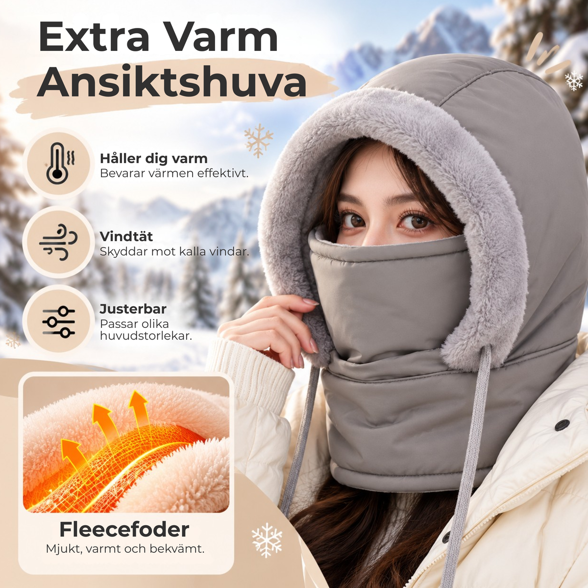 Iconic ™ - Justerbar, varm och vindtät vintermössa som täcker ansiktet