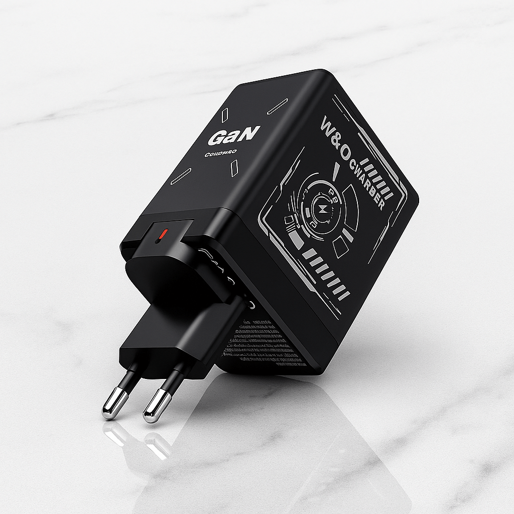 Duo charger 2.0 - Kompakt GaN Snabbladdare med Inbyggda Utdragbara Kablar för USB-C & Lightning