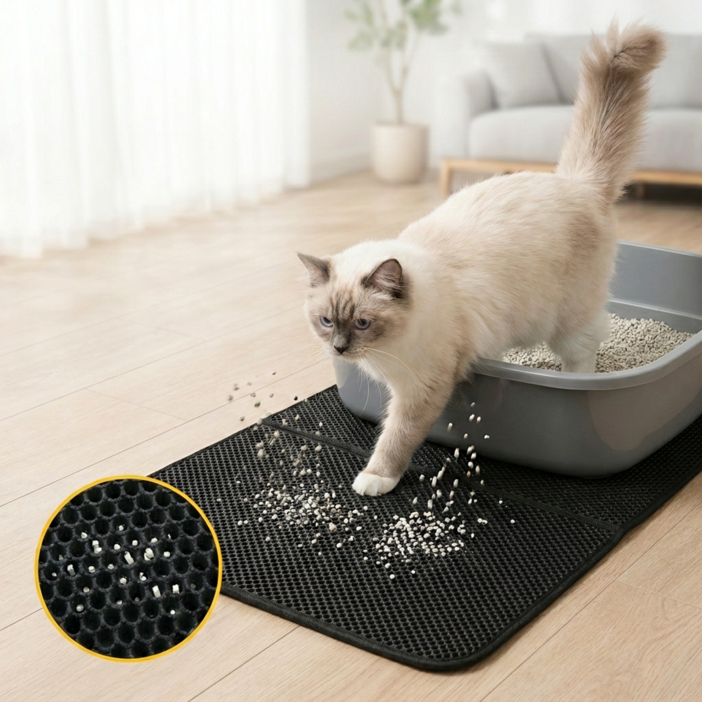 LitterGuard Pro Matta – Kattlådematta som minskar kattsand i hemmet