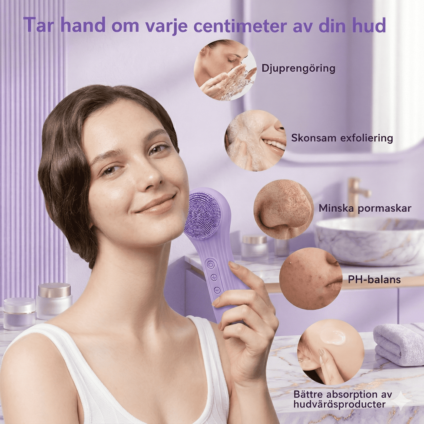 GlowMatic – Elektrisk Ansiktsrengöringsborste med Sonic-Vibration & IPX7 Vattentät Design