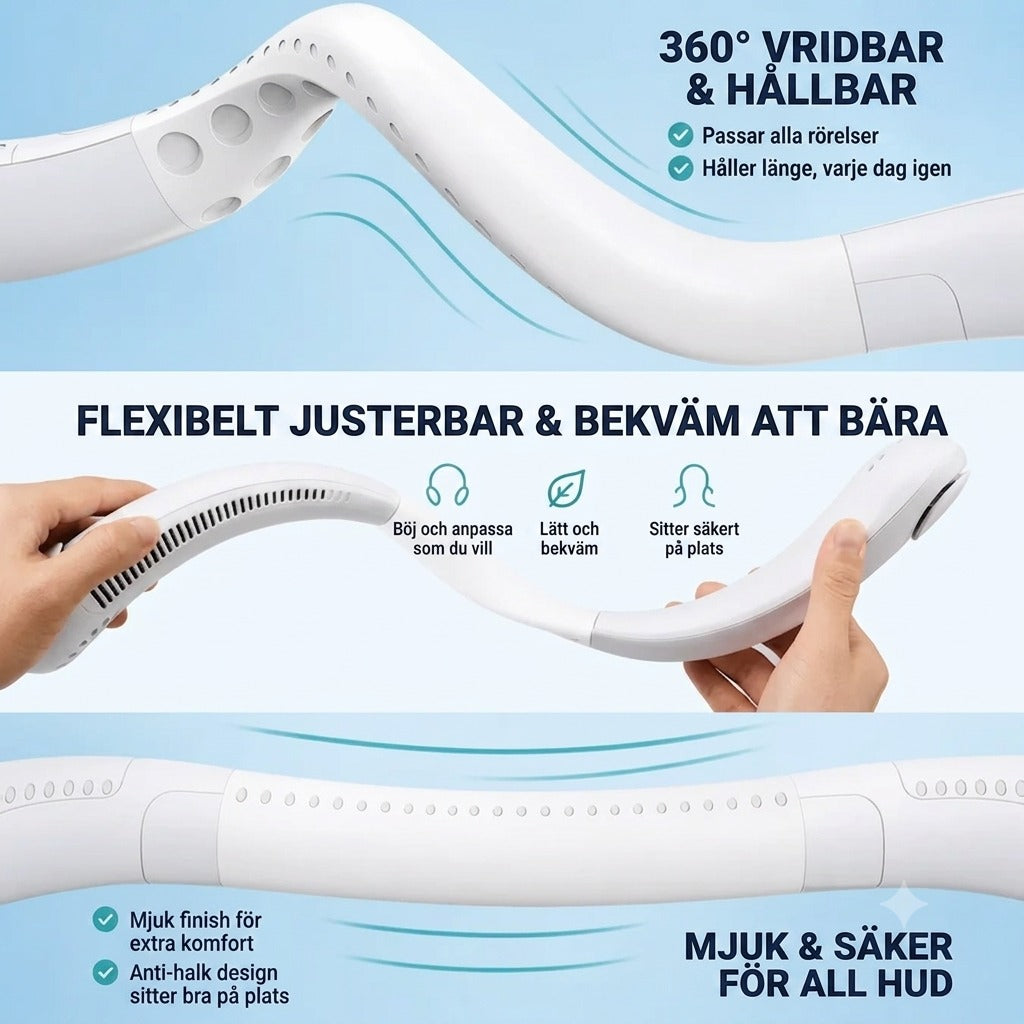 Coola™ – Bärbar uppladdningsbar nackfläkt för omedelbar svalka