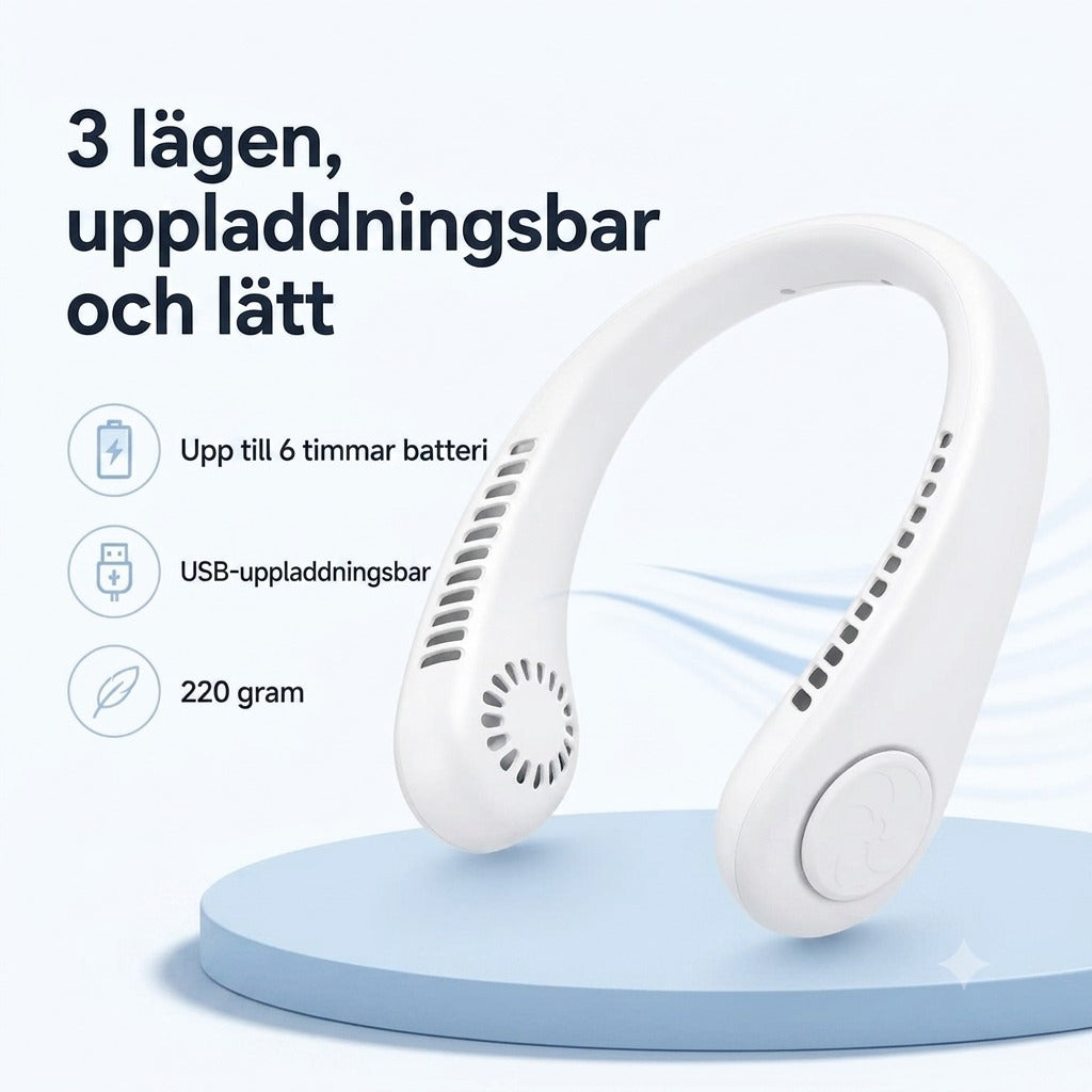 Coola™ – Bärbar uppladdningsbar nackfläkt för omedelbar svalka