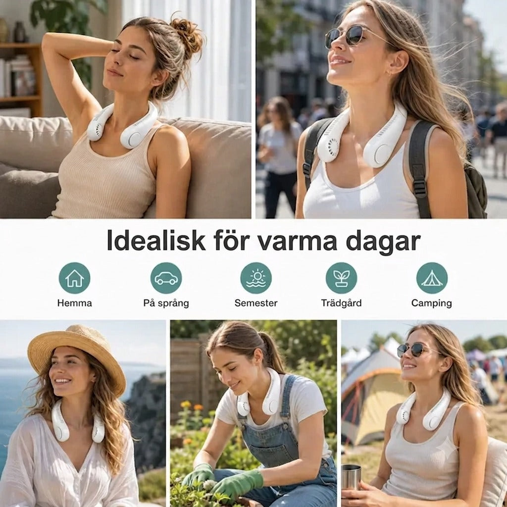 Coola™ – Bärbar uppladdningsbar nackfläkt för omedelbar svalka