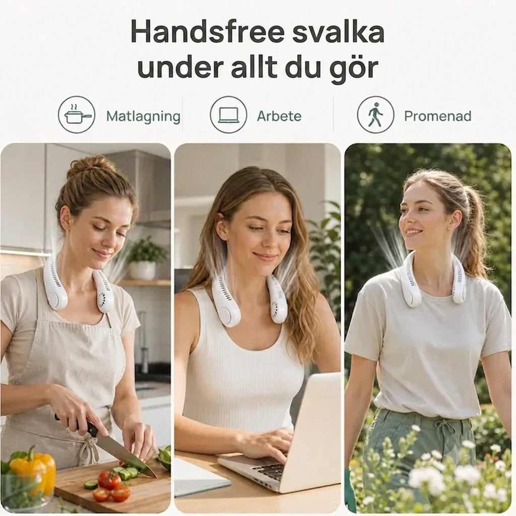 Coola™ – Bärbar uppladdningsbar nackfläkt för omedelbar svalka