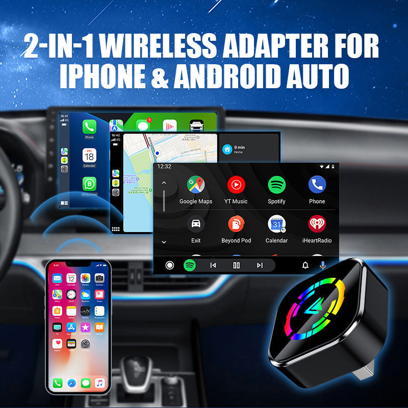 Carryplay - 2-i-1 trådlös adapter för iPhone och Android Auto🎵