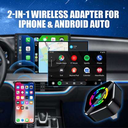 Carryplay - 2-i-1 trådlös adapter för iPhone och Android Auto🎵