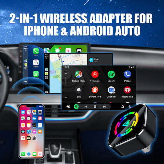 Carryplay - 2-i-1 trådlös adapter för iPhone och Android Auto🎵